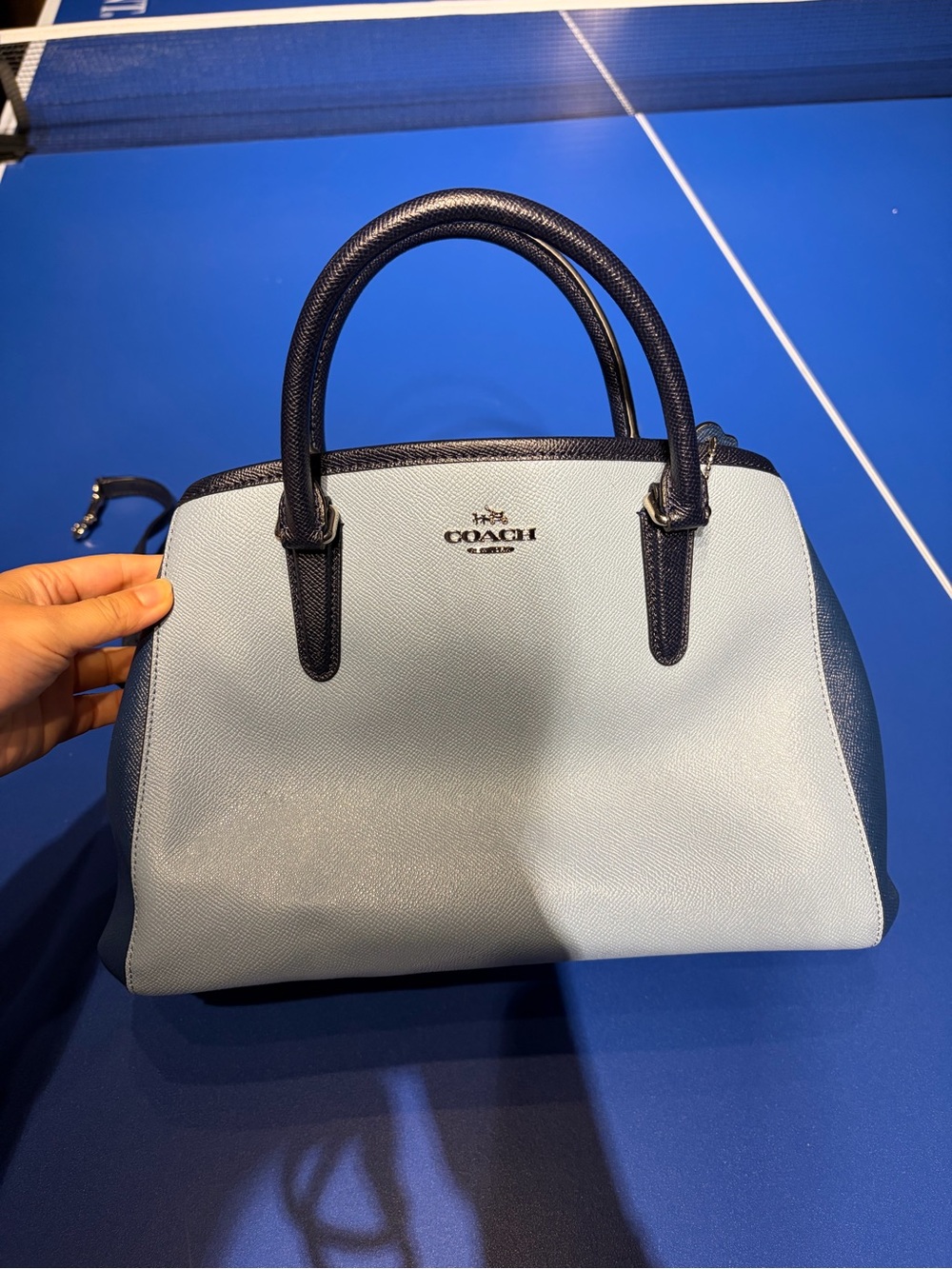 Coach Two-Tone Light Blue and Navy Dome Satchel